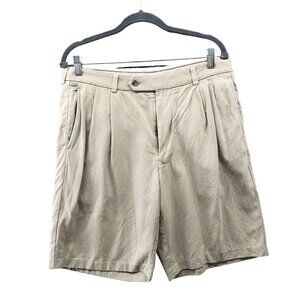 Tommy Bahama Pleated Front Shorts Mens Size 33 Silk Blend Beige Relaxed 9''